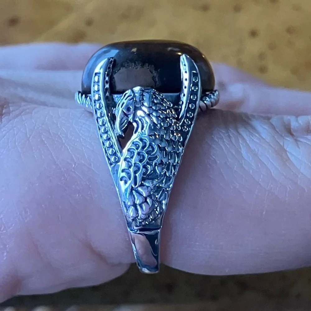 Natural Tiger’s Eye Eagle Ring Size 8